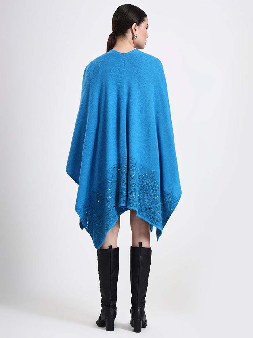 Azure Embellished Lambswool Cape