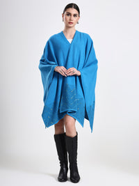 Azure Embellished Lambswool Cape