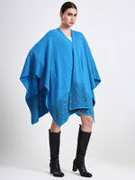 Azure Embellished Lambswool Cape