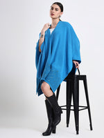 Azure Embellished Lambswool Cape