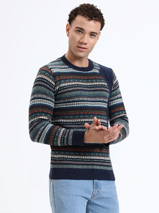 Orkney Blue Fair Isle Knit Pullover