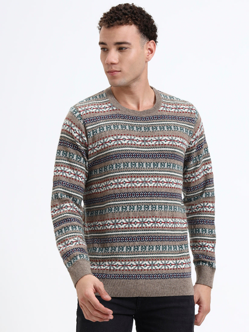 Heather Beige Fair Isle Knit Pullover