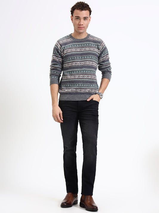 Morven Grey Fair Isle Knit Pullover