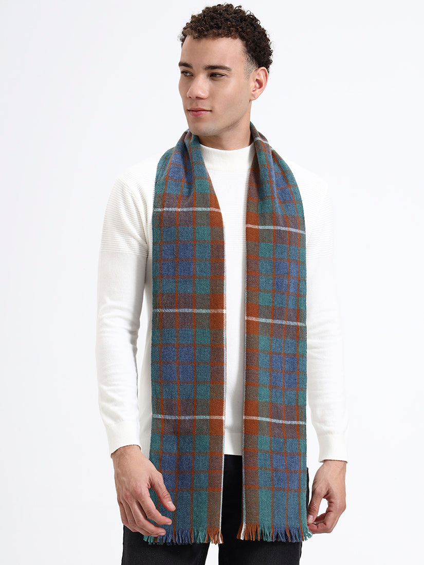 Harris Blue & Rust Check Scarf