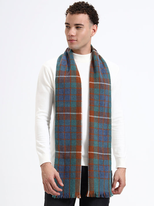 Harris Blue & Rust Check Scarf