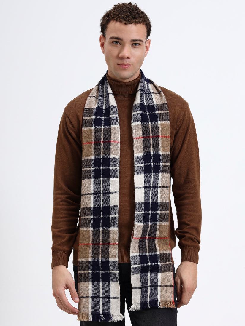 Glenford Navy & Fawn Check Scarf