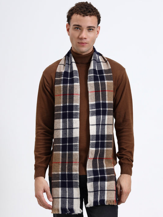 Glenford Navy & Fawn Check Scarf