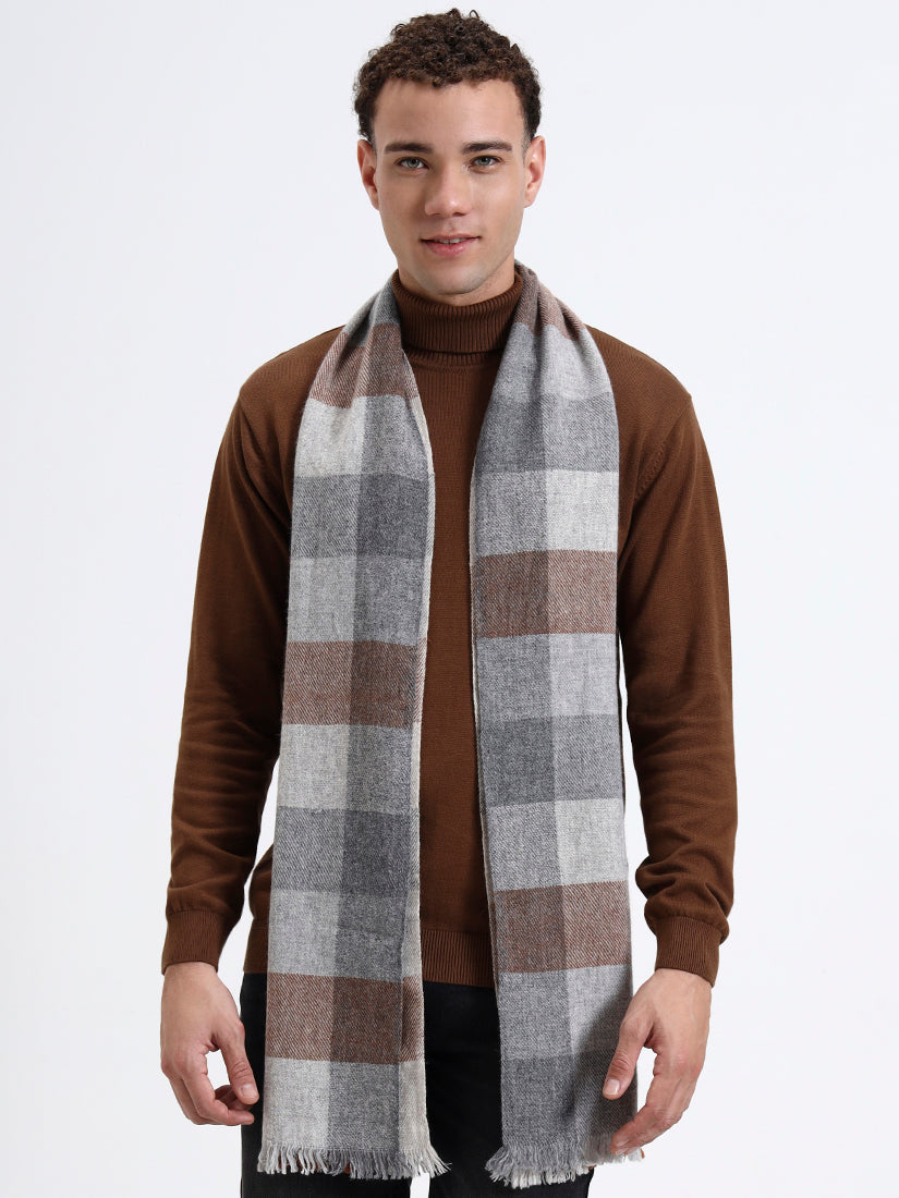Ashford Grey Check Fringe Scarf