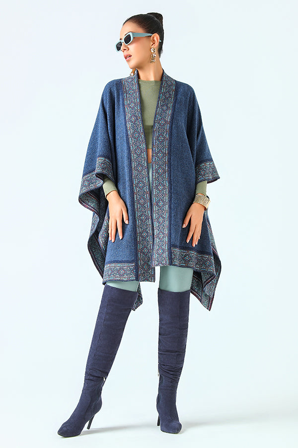 Bleu Héritage Tissé Cape