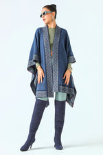 Bleu Héritage Tissé Cape
