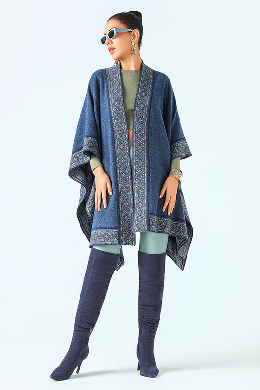 Bleu Héritage Tissé Cape