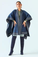 Bleu Héritage Tissé Cape