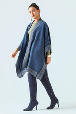 Bleu Héritage Tissé Cape