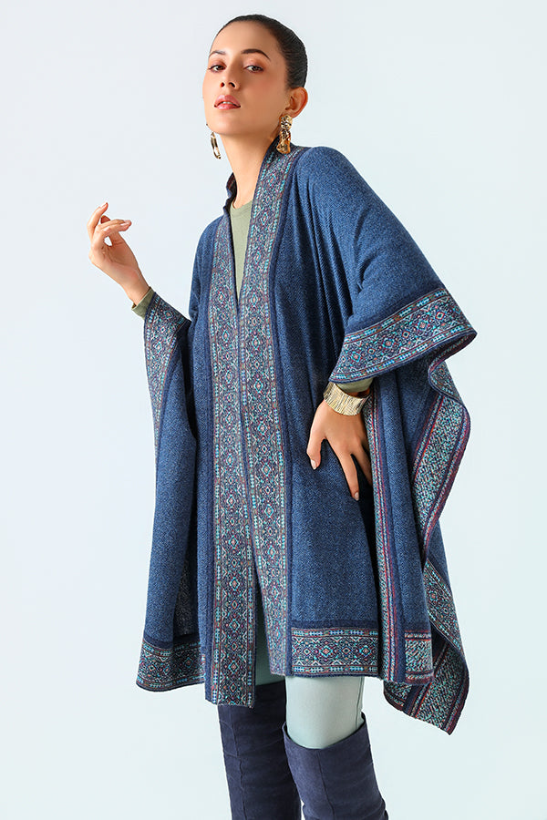 Bleu Héritage Tissé Cape