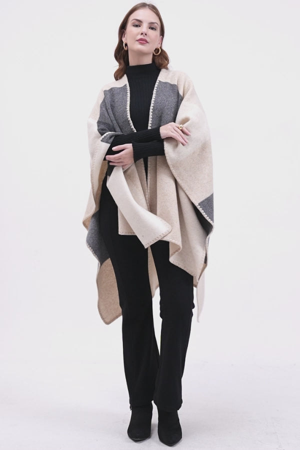 Winter Haze Plaid Cape