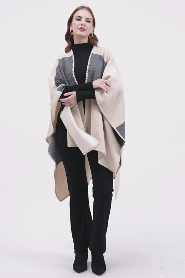 Winter Haze Plaid Cape